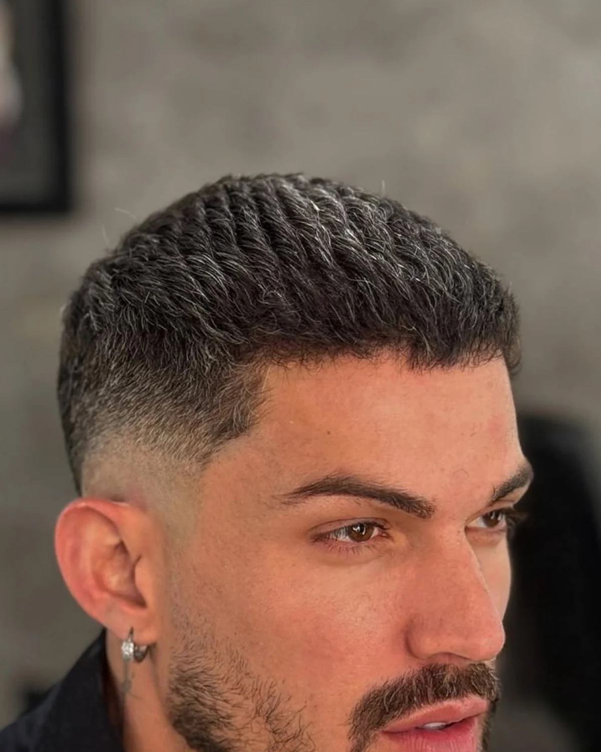 Men's textured crop haircut with beard detailing at Blend Beauty Artisans, Dublin
