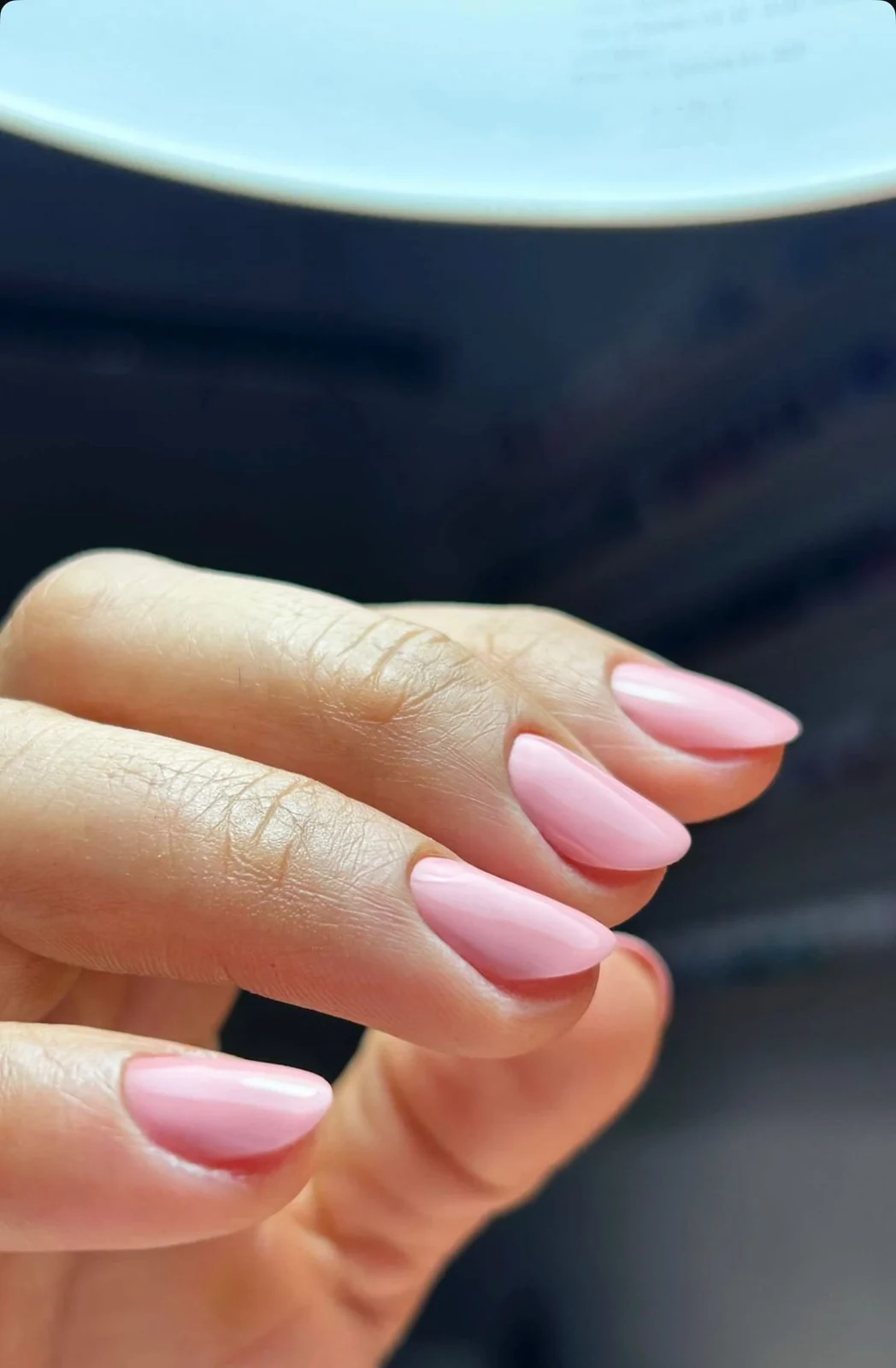 Soap nails manicure with sheer milky pink gel polish at Blend Beauty Artisans
